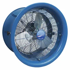 Single-speed, single-phase industrial fan head with 14-inch blade diameter. Powered by a 1/4 hp motor operating on 115/208 to 230V AC. Designed for spot cooling, ventilation, and air circulation in factories, warehouses, and workshops.