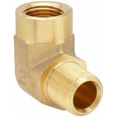 PARKER Metal Pipe Elbow: 90° Elbow, Brass, 3/8 in x 3/8 in - Threaded Extreme-Pressure Hydraulic Pipe Fittings