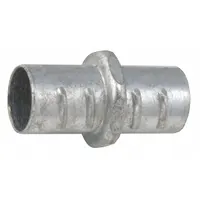 Zinc flex screw-in coupling for joining sections of 1/2 in trade size flexible conduit. Used in electrical installations to connect flexible conduit runs in machinery, panels, and equipment