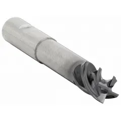 This reduced-neck carbide end mill is designed for fast cutting of chamfers in steel and cast iron. It features a TiAlN coating and 4-flute geometry for efficient material removal. The tool has a 1" mill diameter and 1-1/8" length of cut. It is suitable for industrial machining applications requiring corner chamfering.