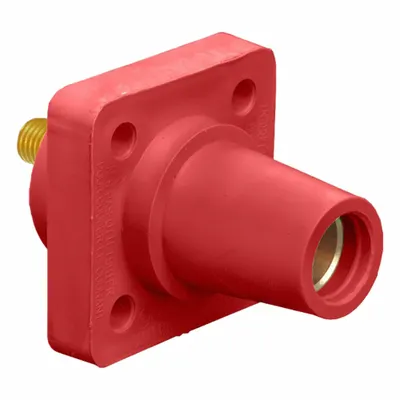 LEVITON Single Pole Receptacle: Red, Straight Taper Nose Mating, Threaded Stud Termination - Receptacles with Threaded Stud Terminations