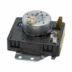 OEM replacement dryer timer for controlling drying cycle duration in compatible clothes dryers. Manages heat and drum operation to ensure proper drying performance. Commonly used in residential laundry appliances.