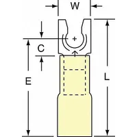 3M Fork Terminals: Yellow, Heat Shrink, #8 Stud Size, 12 AWG – 10 AWG Wire Range, Locking Fork (MPN MH10-8FLK)