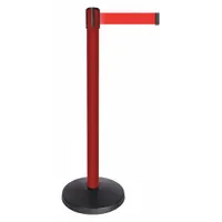 QUEUEWAY Barrier Post with Belt: Red, No Pattern, No Legend, 10 ft Belt Lg, Red, 10 ft x 2 in (MPN QPLUS-21-R5)