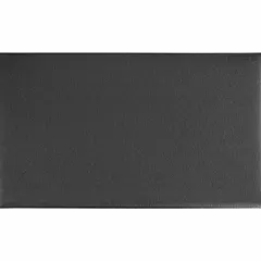 Wear-resistant antifatigue mat, 60 ft x 3 ft, 1/2 in thick, black vinyl with beveled edge and anti-slip backing. Reduces foot fatigue and improves safety in industrial workstations, assembly lines, and areas with prolonged standing.