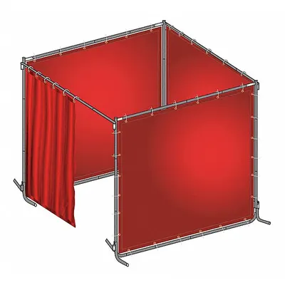 OEM Welding Booth Kit: 6 ft Wd, 6 ft Ht, Red, PVC - Tinted Transparent Welding Booths