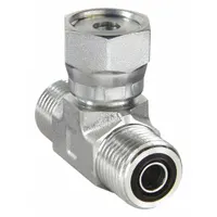 PARKER Compression Tee Fitting: 1/4 in OD x 1/4 in OD x 1/4 in OD Size, Steel, Swivel (MPN 4 S6LO-S)