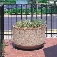 Planter Bollard: Circle, Beige, 26 in Overall Ht, Round Shape, Beige (MPN TF4095W22)