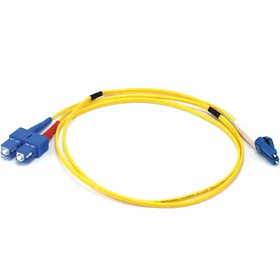 MONOPRICE Fiber Optic Patch Cord: Single Mode, 1 m Lg, LC End 1, SC End 2, Yellow - Single-Mode Fiber Optic Patch Cords