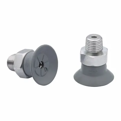 SCHMALZ Vacuum Pad Assembly: 1/8 in NPT, 28.2 mm Pad Dia, NBR, 55 A, Gray - Flat Type Electronics Industry Vacuum Pad Assemblies