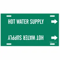 Pipe Marker: Hot Water Supply, Green, White, Fits 10 to 15 in Pipe O.D., 1 Pipe Markers, With Arrows (MPN 4338-H)