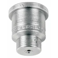 Stainless steel nozzle with 1/8 in NPT inlet connection and 2 gpm maximum flow rate. Used in car wash systems for directing water or cleaning solutions at controlled flow rates
