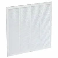 Return Air Grille: Louvered Grille, White, Powder Coated, Steel, 25 3/4 in H, 25 3/4 in W, 1/4 in D