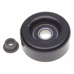 Flat idler pulley for vehicle accessory belt drive systems. Steel construction with 3 in outer diameter and 21/32 in inside diameter. Rated for light-duty applications to maintain belt tension and guide belt routing.