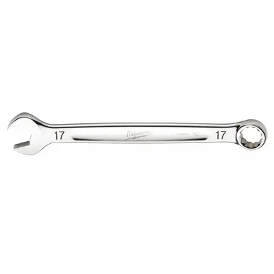 MILWAUKEE Combination Wrench: Chrome Vanadium Steel, Chrome, 17 mm Head Size - Metric 12-Point Combination Wrenches
