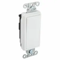 BRYANT Wall Switch: Rocker Switch, Single Pole, Maintained, White, 120/277V AC, 15 A (MPN 9801W)