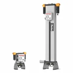 Modular regenerative desiccant compressed air dryer with 1/4 in NPT connection. Rated for 9 cfm flow, 232 psig maximum operating pressure, and 5 psi pressure drop. Requires 115V, 2 A power supply. Removes moisture from compressed air systems to protect pneumatic tools, instrumentation, and industrial processes from corrosion and contamination.