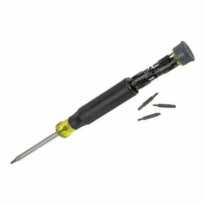 KLEIN TOOLS Multi-Bit Precision Driver: Hex/Phillips/Slotted/Torx Tip, 27 Tips - Security Multi-Bit Screwdrivers