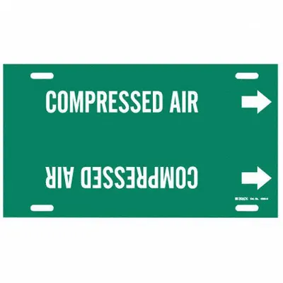 BRADY Pipe Marker: Compressed Air, Green, White, Fits 10 to 15 in Pipe O.D., 1 Pipe Markers - Compressed Air Strap-On Pipe Markers
