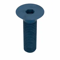 Flat head socket cap screw with M8x1.25 thread, 25 mm length, and 5 mm hex drive. Made from alloy steel with a blue phosphate finish. Supplied in a 25-piece pack. Designed for flush-mount applications where a low-profile head is required, such as in machinery panels and assemblies