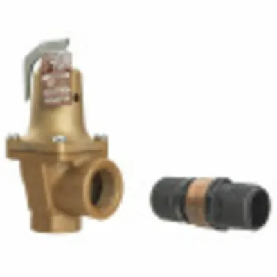 Watts Relief Valve: FNPTF x FNPTF, 1 in x 1 in, Copper Silicon Alloy - ASME Section XIII Hot Water Pressure Relief Valves