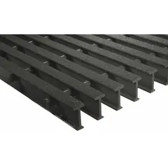 FIBERGRATE Vi-Corr fiberglass pultruded grating for structural flooring in corrosive environments. Nominal size 5 ft x 8 ft (width x length). Acid-resistant construction suitable for chemical plants, refineries, and wastewater treatment facilities.