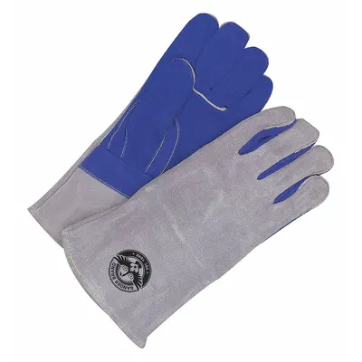 BDG Welding Gloves: Straight Thumb, Gauntlet Cuff, Premium, Gray Cowhide, Universal Glove Size - Stick Welding Gloves with Cowhide Leather Palm
