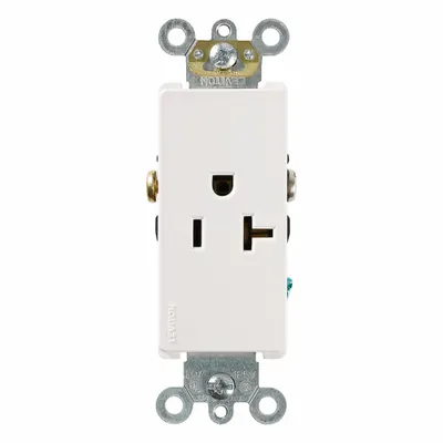 LEVITON Plugs and Receptacles: Single, 5-20, White, 125V AC, 20 A, 2 Pole / 3 Wire (MPN 16341-W) - General Purpose Receptacles