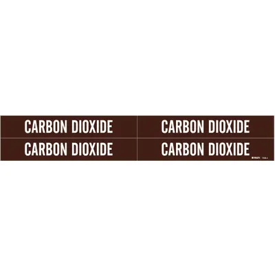 BRADY Pipe Marker: Carbon Dioxide, Brown, White, Fits 3/4 to 2 3/8 in Pipe O.D. - Carbon Dioxide Adhesive Pipe Markers