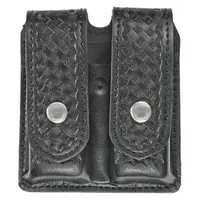HEROS PRIDE Magazine Pouch: Black, Synthetic Leather, Basket Weave, 5 1/2 in x 1 3/8 in (MPN 1434WN)