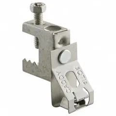 This C-clamp style beam clamp secures 1/4 in threaded rod to steel beams for supporting suspended loads. Constructed of electro-galvanized cast iron with a 75 lb load capacity. Includes a locknut and requires 20 in-lb installation torque.