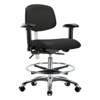 Cleanroom Task Chair: Vinyl, Arms Included, Ht Range 21 1/2 in to 29 in, 18 1/2 in Seat Wd, Adj (MPN BR-NCR-VMBCH-CR-T1-A1-CF-CC-8540)