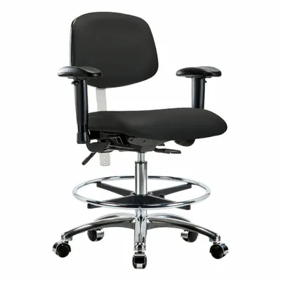 OEM Cleanroom Task Chair: Vinyl, Arms Included, Ht Range 21 1/2 in to 29 in - Vinyl Cleanroom Chairs
