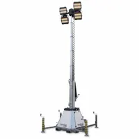 Portable light tower with four LED lamp heads, operating at 120 V and 960 W. Provides illumination for temporary job sites such as construction, roadwork, and industrial projects