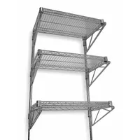 APPROVED VENDOR Wire Wall Shelf: 60 in x 14 in, 3 Shelves, 250 lb Load Capacity per Shelf, Post