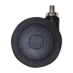 Swivel caster with stem mounting, black frame, and no brake. Designed for use with Invacare CS Series (3/5/7/9) healthcare beds. Provides smooth mobility and positioning in hospital or long-term care settings.