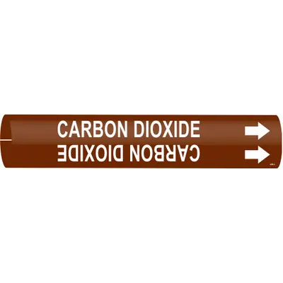 BRADY Pipe Marker: Carbon Dioxide, Brown, White, Fits 1 1/2 to 2 3/8 in Pipe O.D. - Carbon Dioxide Snap-On Pipe Markers