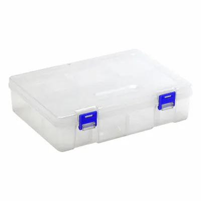 QUANTUM STORAGE SYSTEMS Compartment Storage Box: 9 1/4 in x 6 1/4 in x 2 1/4 in, Clear - Small Parts Compartmented Boxes with Adjustable Dividers