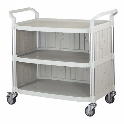 OEM APPROVED VENDOR Enclosed Plastic Cart, 3 Shelves, 400 lb Capacity, Off White - Enclosed Plastic Carts
