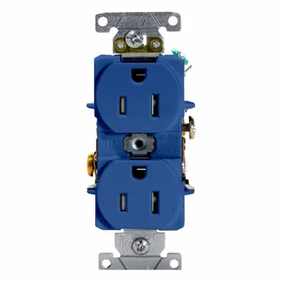 LEVITON Plugs and Receptacles: Duplex, 5-15, Blue, 125V AC, 15 A, 2 Pole / 3 Wire (MPN T5262-BU) - General Purpose Receptacles