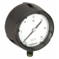 ASHCROFT Process Pressure Gauge: 0 psi to 30 psi, White, 4 1/2 in Dial, 1/2 in NPT Male, Bottom (MPN 451279AS04L30#)