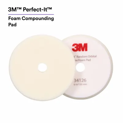 PERFECT-IT Random Orbital: Pad, Unthreaded Center Hole, Hook-and-Loop, Foam, 6 in Outside Dia - Vehicle Compound Pads