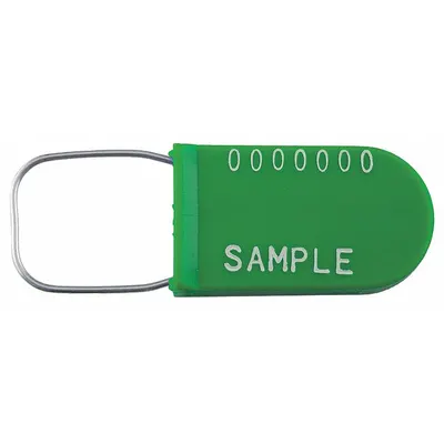 TYDENBROOKS Padlock Seals: Green, Plastic, 8 lb Breaking Strength, 1 5/8 in Lock Lg - Metal Hasp Padlock Seals