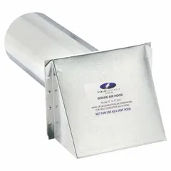 Round wall vent cap for terminating 4-inch intake ducts on combustion or ventilation systems. Constructed of 24-gauge aluminum with a silver finish and press-fit connection. Does not include screen or backdraft damper.