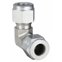 Compression Fitting Elbow: 1/4 in OD x 1/4 in OD Size, 7/16-20 7/16-20 Thread Size, Steel (MPN 4EE4-S)