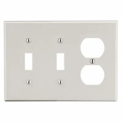 HUBBELL Wall Plate: 3 Gang, Almond - Combination Wall Plates
