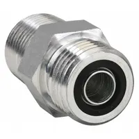 PARKER Compression Fitting Adapter: 1/4 in OD x 1/4 in Pipe Size, 3/8-18 Thread Size, Steel (MPN 4-6 FLO-S)