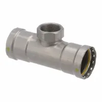 VIEGA MEGAPRESS Crimp Tee Fitting: 2 in Pipe x 2 in Pipe x 1 1/2 in Pipe Size, Carbon Steel, Rubber (MPN 25476)