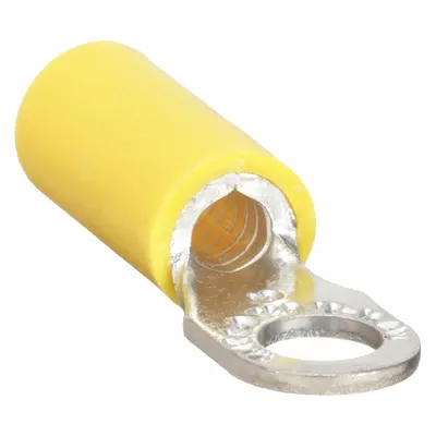 STA-KON Ring Terminal: Yellow, Vinyl Insulation, 3/8 in Stud Size - Insulated Ring Terminals
