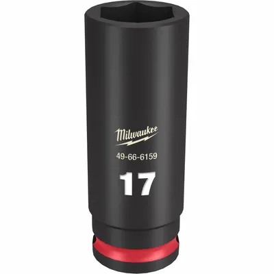 MILWAUKEE Deep Impact Socket: 3/8 in Drive Size, Metric, 17 mm Socket Size, 6-Point - 3/8" Drive Impact Sockets